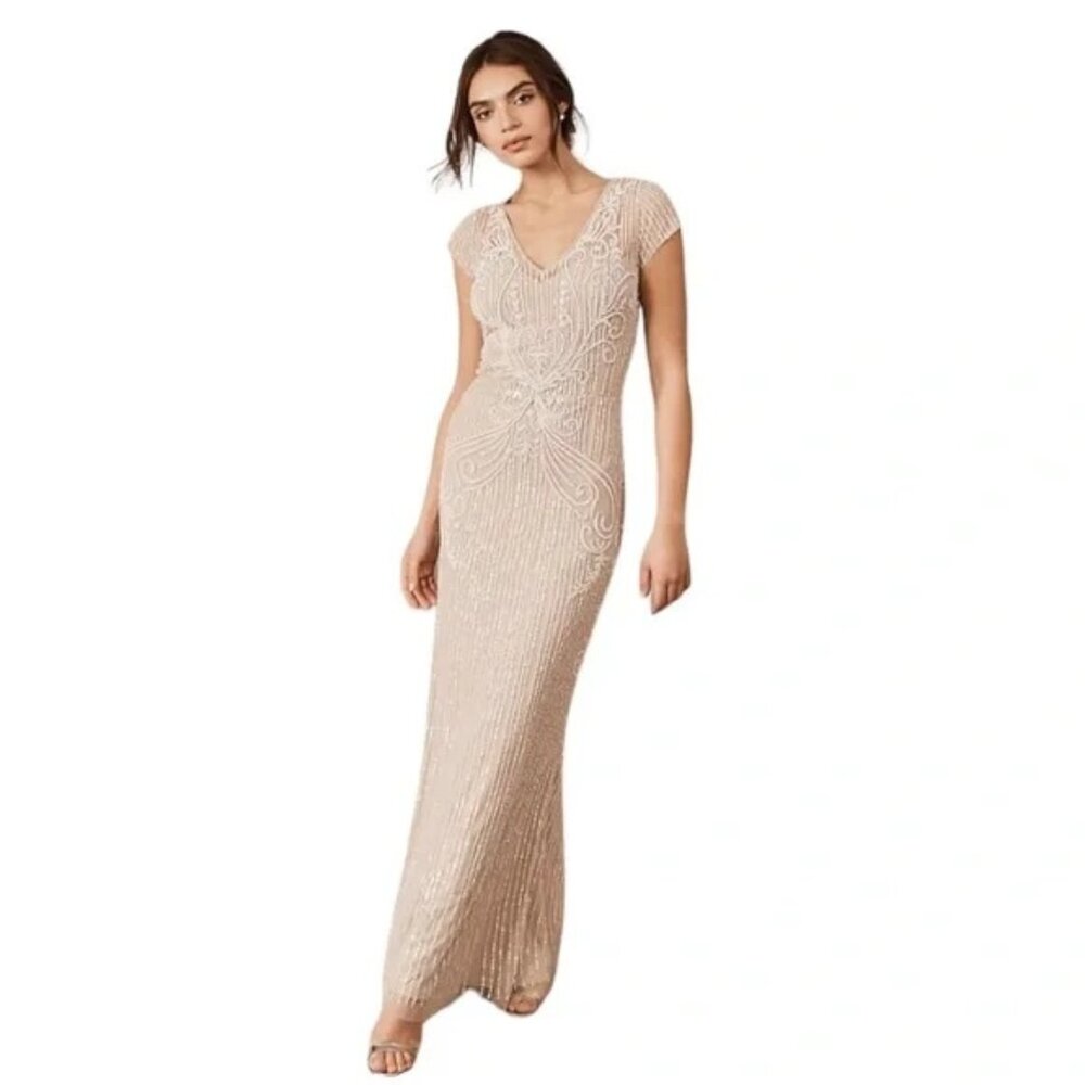 BHLDN Beaded Cream Maxi Dress